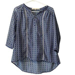 Fun 2 Fun Women's Size Small 3/4 Sleeve Semi Sheer Blouse